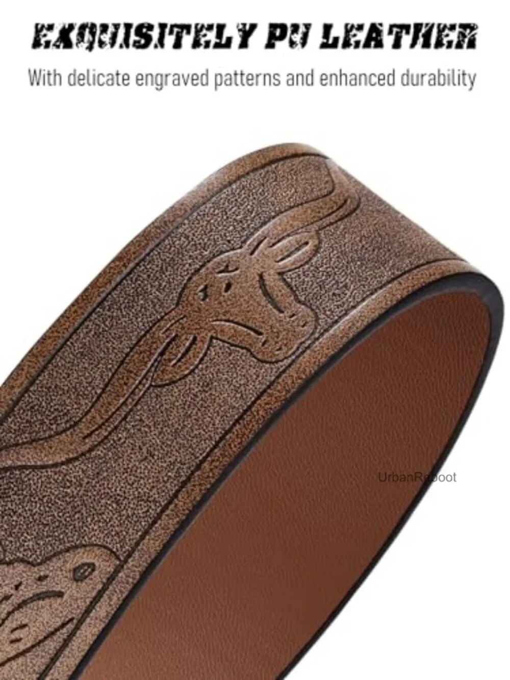 Western Belt Set with Removable Buckles PU Leather Cowboy